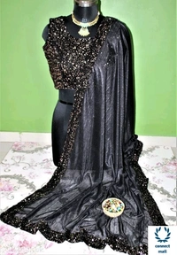 Designer Soft Silk Saree With Stiched Blouse - Deep Grey